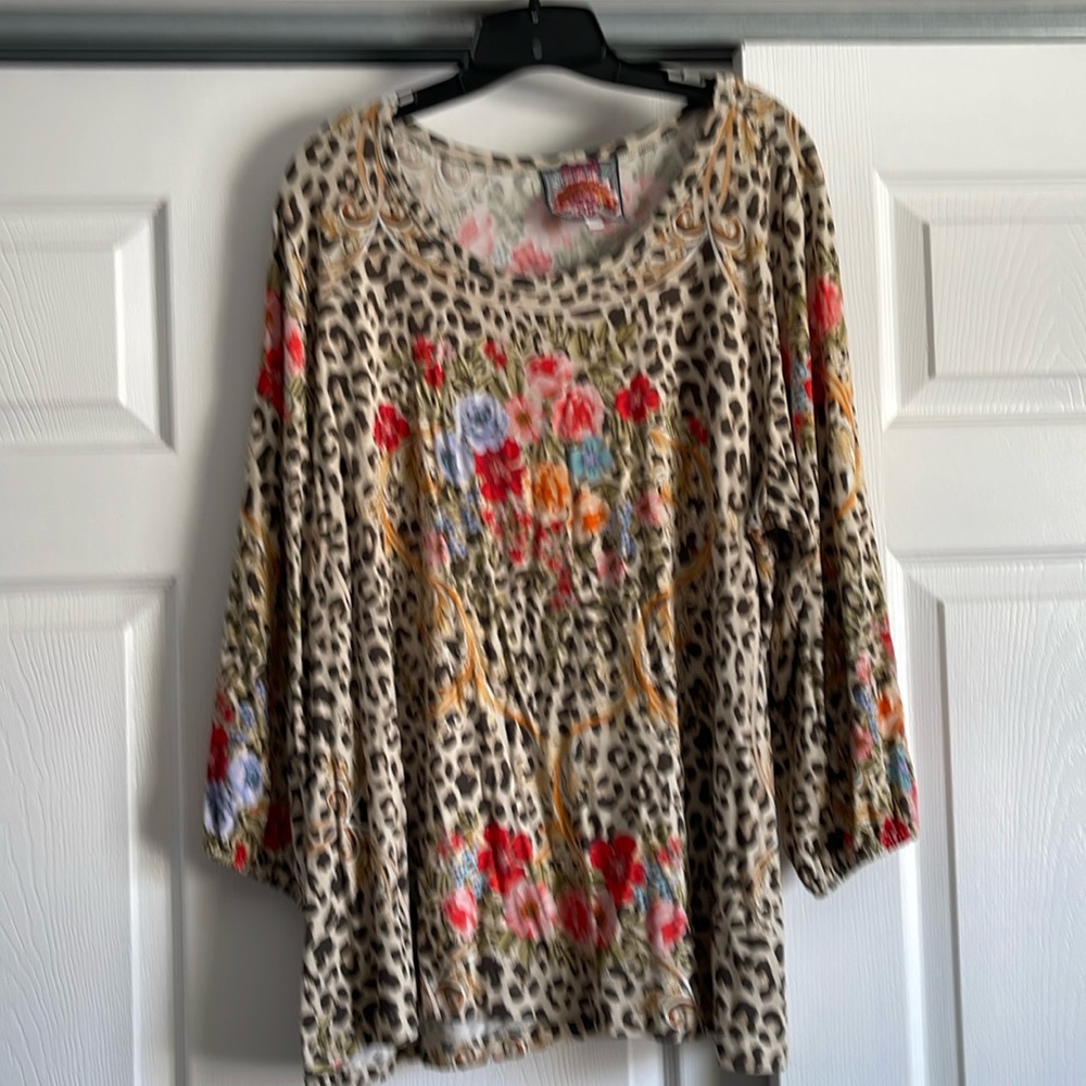 Johnny Was leopard print with flowers. XXL